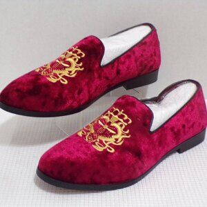 Men's Luxury Red Velvet Penny Loafer Shoes Size 7.5 or Women's Size 8 New